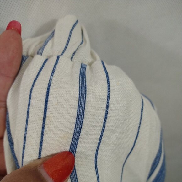 Charlotte Russe Wide Leg Pullon Pants Women Size M White Blue Stripe Linen Blend - Picture 10 of 11